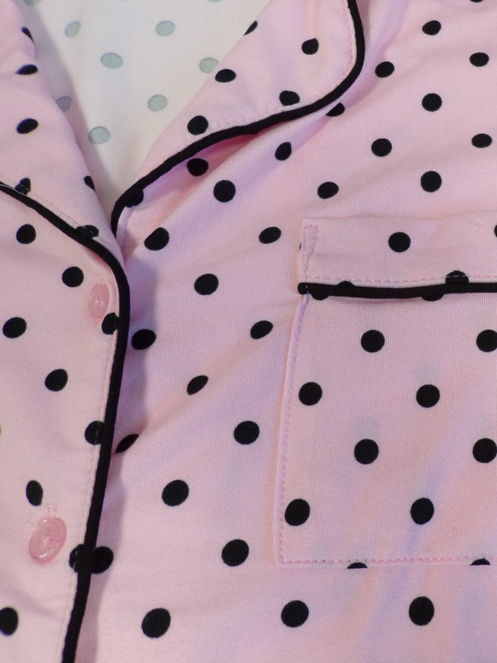 NWT JoySpun Women's S Polka Dot Capri Pant Pajama Set in Pink/Black